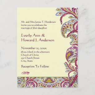 Elegant  Paisley Wedding Invitation Uitnodiging Briefkaart