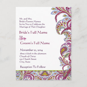 Elegant Paisley Wedding Invitation Uitnodiging Briefkaart