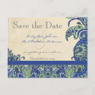 Elegant  Paisley Wedding Save the Date Aankondigingskaart