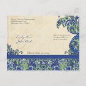 Elegant  Paisley Wedding Save the Date Aankondigingskaart (Achterkant)