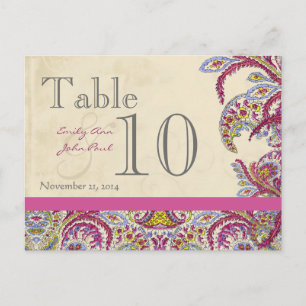 Elegant Paisley Wedding Table Number Briefkaart