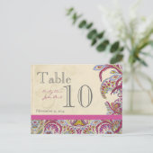 Elegant  Paisley Wedding Table Number Briefkaart (Staand voorkant)