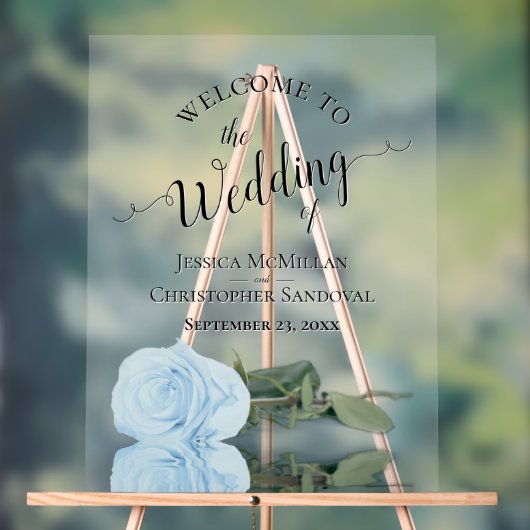 Elegant Pale Blue Rose Romantic Wedding Welcome (Neutre)