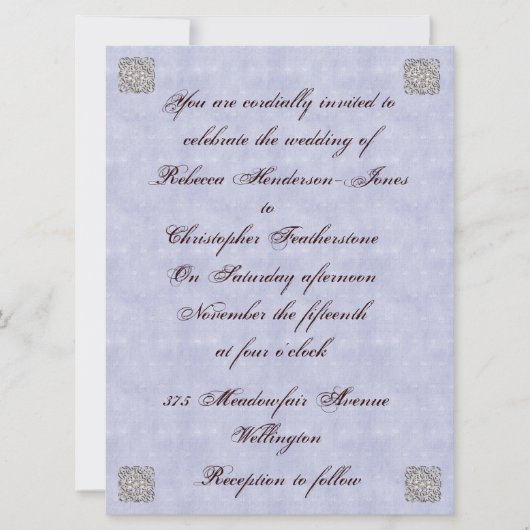 Elégant Pale Blue Vintage Mariage Invitation (Devant)