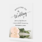 Elegant Pale Peach Rose Romantic Wedding Welcome Acryl Bord (Hoek)