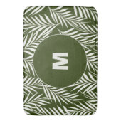 Elegant Palm Leaves Dark Green Monogramed Badmat (Voorkant Verticaal)