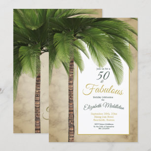 Elegant palm Tree 50 en Fabulous Modern Birthday Kaart