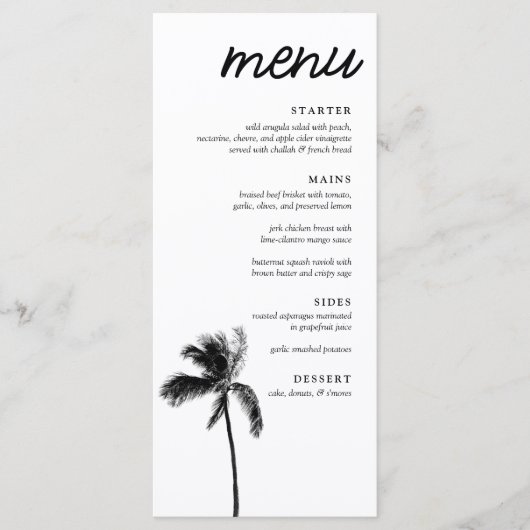 Elégant Palm Tree Bat mitzvah Diner Menu (Devant)