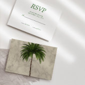 Elegant Palm Tree Chic Wedding RSVP Kaartje