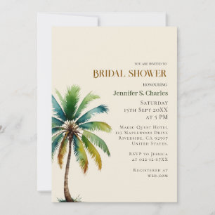 Elegant Palm Tree strand beige vrijgezellenfeest Kaart