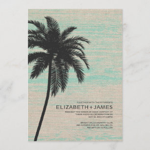 Elegant Palm Trees Burlap Wedding Invitations Kaart