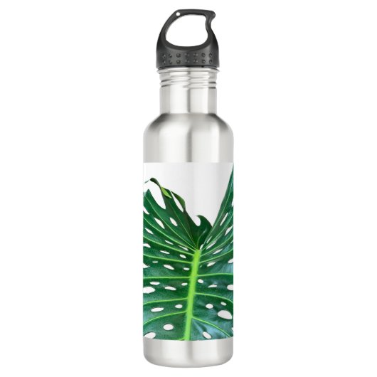 Elegant palmblad tropisch oerwoud regenwoudblad waterfles  (Voorkant)