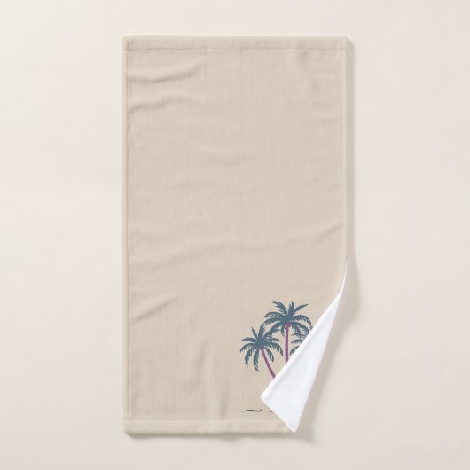 Élégant Palmiers et Script sur Beige (Serviette à main)