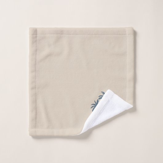 Élégant Palmiers et Script sur Beige (Gant de toilette)
