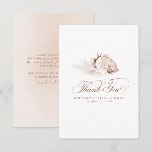 Elegant Pampagras Licht Bloemige Dankbetuiging Bedankkaart (Voorkant / Achterkant)