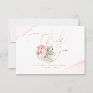 Elegant Pampagras Roze Bloemige Dankjewel Bedankkaart