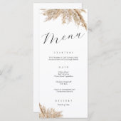 Elégant Pampas Autumnal Grass Floral Mariage Menu (Devant / Derrière)