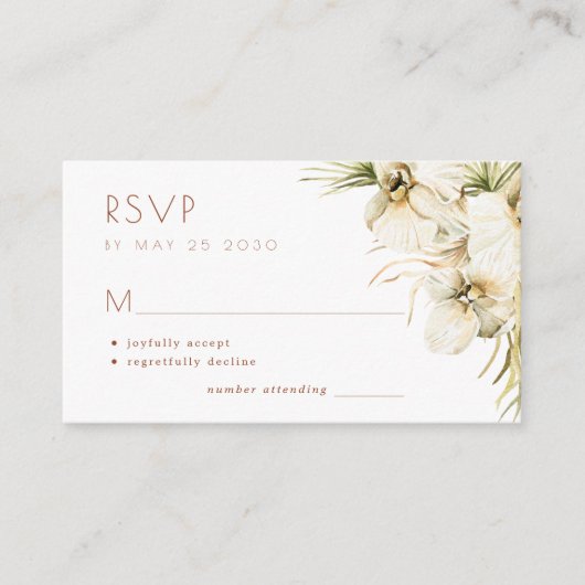 Elegant pampas floral bruiloft RSVP Informatiekaartje (Voorkant)