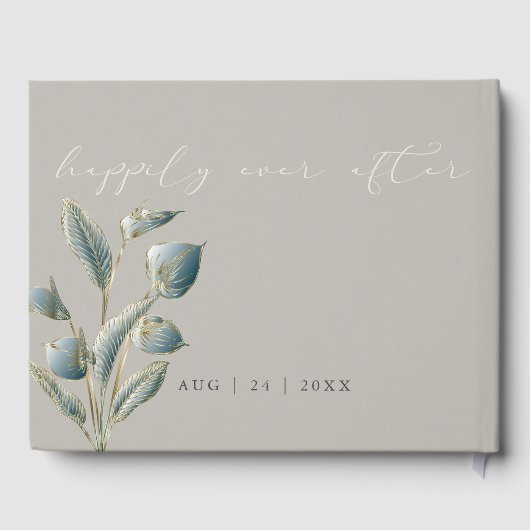 Elegant Pampas Gras Rookblauw Anthurium Gastenboek (Achterkant)