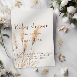 Elegant Pampas grass Baby shower Kaart