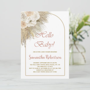 Elegant Pampas Grass Bohemian Roos Baby shower Kaart