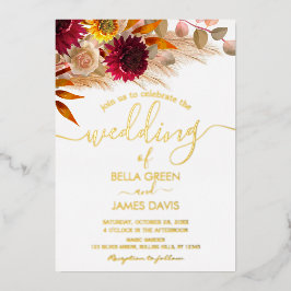 Elegant Pampas Grass Foto Wedding Party Folie Uitnodiging