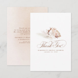 Elegant Pampas Grass Light Floral Hartelijk dank Bedankkaart