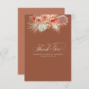 Elegant Pampas Grass Terracotta Floral Hartelijk d Bedankkaart