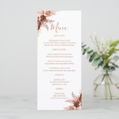 Elegant Pampas Grass Terracotta Wedding Menu (Staand voorkant)