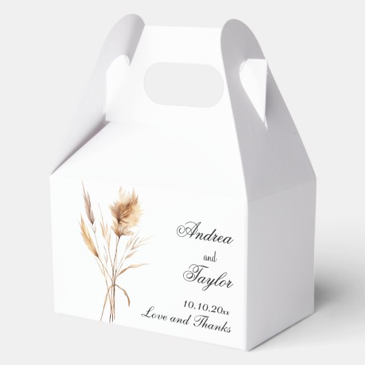 Elegant Pampas Grass Wedding Bedankdoosjes (Voorkant)