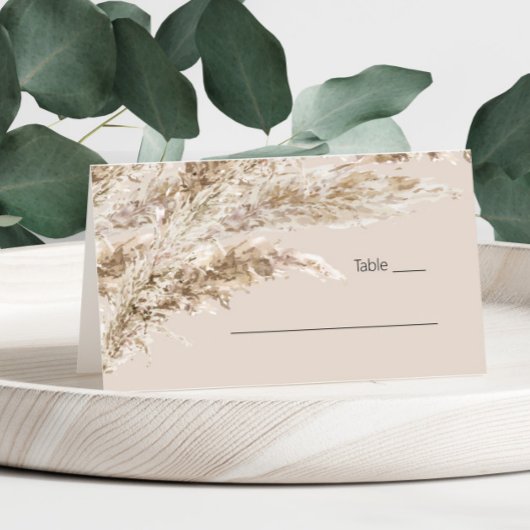 Elegant Pampas Grass Wedding Place Card