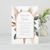 Elegant Pampas Sage Geometric Wedding Kaart (Staand voorkant)