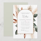 Elegant Pampas Sage Geometric Wedding Kaart (Voorkant / Achterkant)
