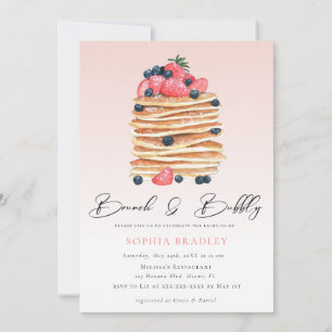 Elegant Pancakes Pink Bridal Brunch Uitnodiging