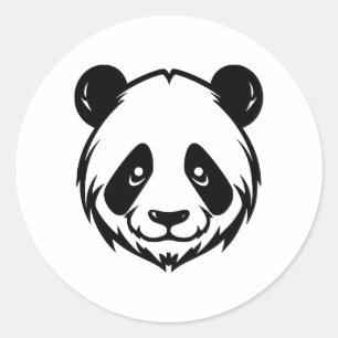 Elegant panda silhouet in BW Ronde Sticker