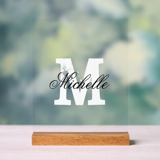 Élégant panneau acrylique avec texte monogramme pe (Neutre)