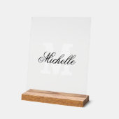 Élégant panneau acrylique avec texte monogramme pe (Angle)