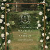 Élégant panneau de bienvenue de mariage à monogram