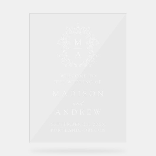 Élégant panneau de bienvenue de mariage à monogram (Recto)