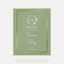 Élégant Panneau de Bienvenue de Mariage Monogramme