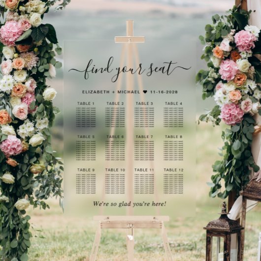 Élégant Panneau de Mariage pour 12 Tables Clair