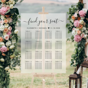 Élégant Panneau de Mariage pour 16 Tables en Acryl