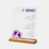 Élégant panneau de menu de boissons à la lavande (Angle)