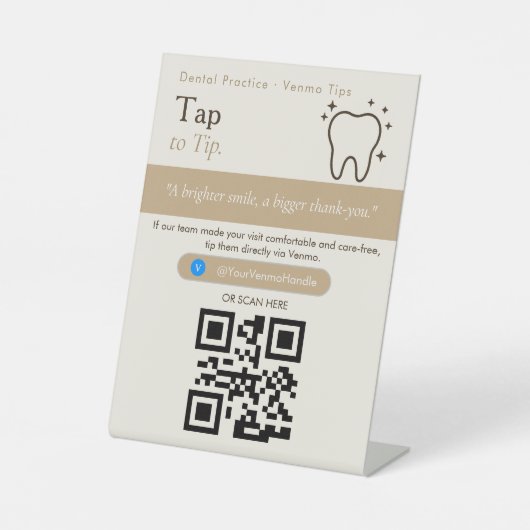 Élégant Panneau de Sable à Code QR pour Pourboire (Recto)
