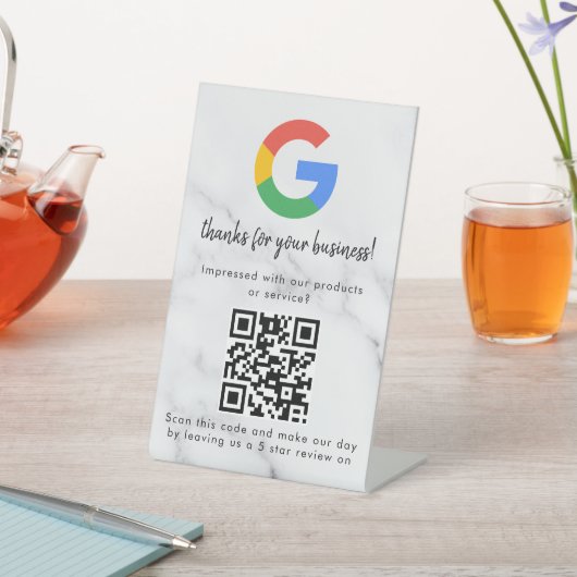 Élégant panneau de table QR code pour les avis Goo (In SItu)