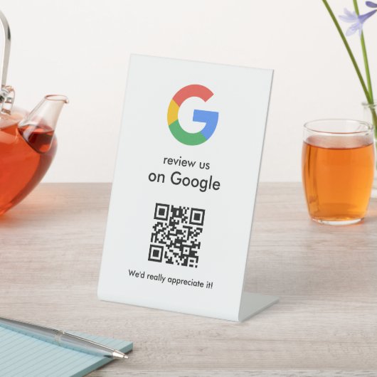 Élégant panneau de table QR code pour les avis Goo (In SItu)