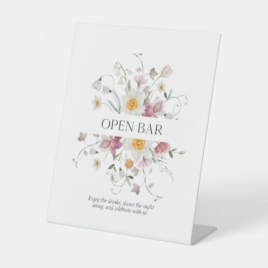 Élégant panneau Floral Open Bar pour Mariage (Recto)