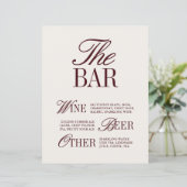 Élégant panneau Mariage du menu de la barre Vintag (Debout devant)