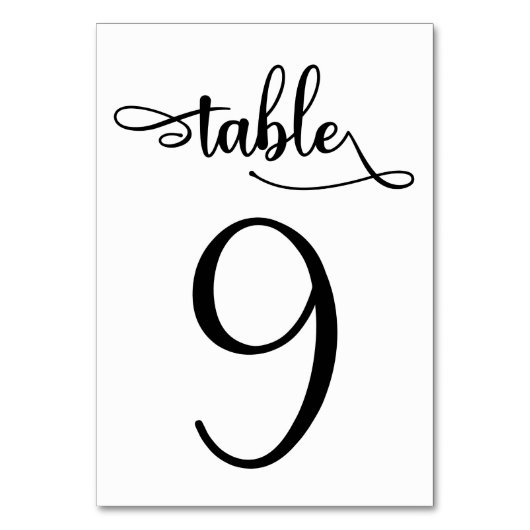 Élégant panneau noir | Numéro de table 3,5 x 5 | T (Dos)