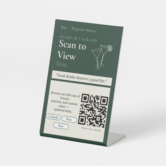 Élégant Panneau QR Code Menu Voir  (Recto)